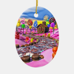 Ornement Ovale En Céramique Candyland rose
