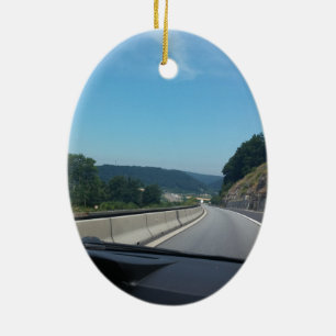 Ornement Ovale En Céramique Car Holiday Mountains