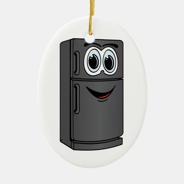 Ornement Ovale En Céramique Carton du réfrigérateur noir (Devant)