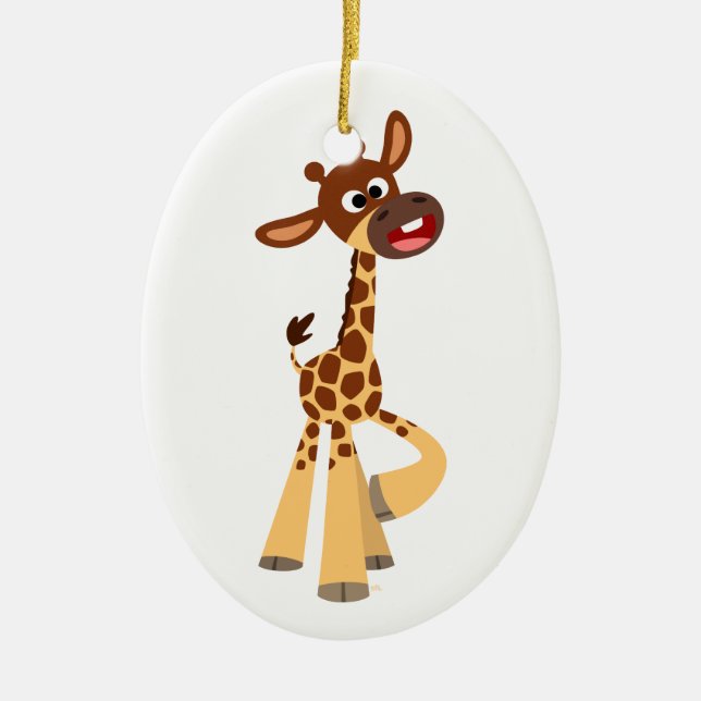 Ornement Ovale En Céramique Cartoon mignon bébé Giraffe Ornament (Devant)