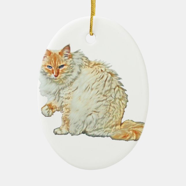 Ornement Ovale En Céramique Chat siamois 2 de point de flamme (Devant)