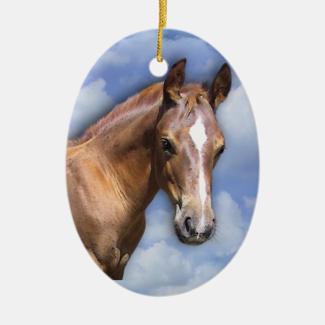 Ornement Ovale En Céramique Cheval (Devant)