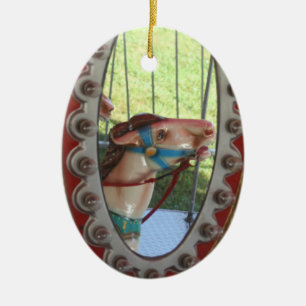 Ornement Ovale En Céramique Cheval de carrousel en ornement de miroir