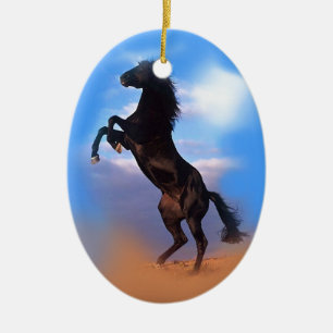 Ornement Ovale En Céramique Cheval d'élevage