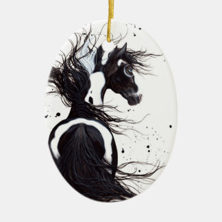 Ornement Ovale En Céramique Cheval majestueux Pinto par l'ornement de Noël de