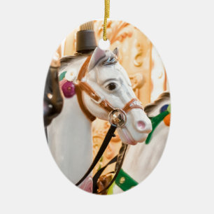 Ornement Ovale En Céramique Chevaux de carrousel