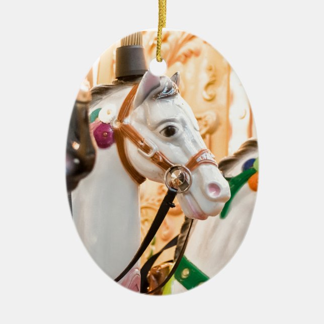 Ornement Ovale En Céramique Chevaux de carrousel (Devant)