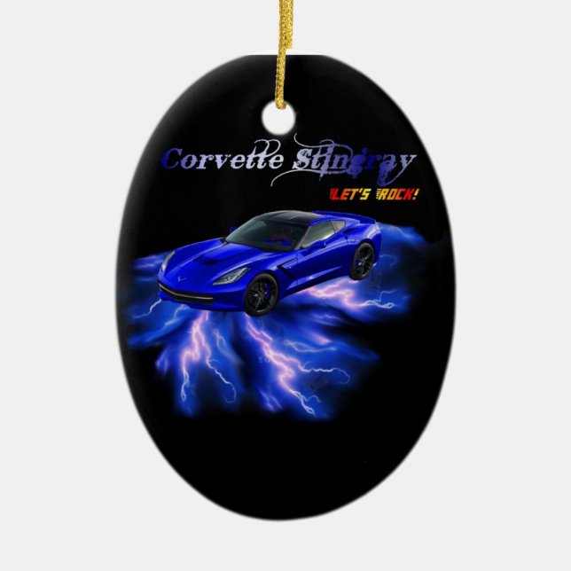 Ornement Ovale En Céramique Chevy : Pastenague 2013 de Corvette (Devant)