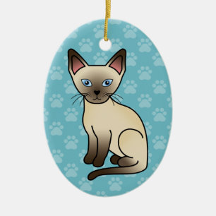 Ornement Ovale En Céramique Chocolat Point Siamese race chat illustration