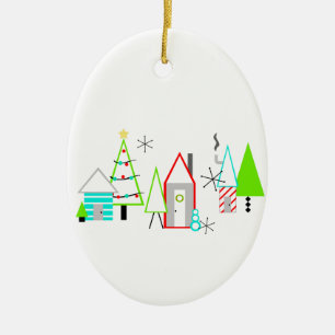 Ornement Ovale En Céramique christmas midcentury