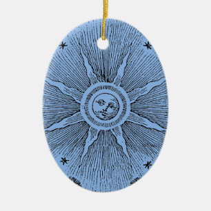 Ornement Ovale En Céramique Ciel Nocturne Antique Étoiles Solaires Zodiaque Mé