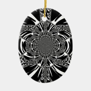 Ornement Ovale En Céramique Circulaire Zebra Kaleidoscope Art