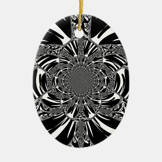 Ornement Ovale En Céramique Circulaire Zebra Kaleidoscope Art (Devant)