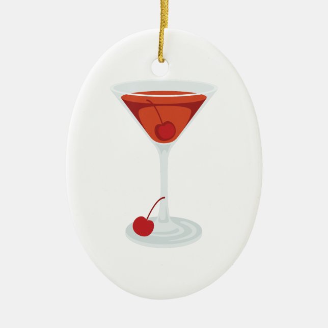 Ornement Ovale En Céramique Cocktail de Manhattan (Devant)