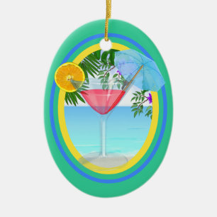 Ornement Ovale En Céramique Cocktail Paradise