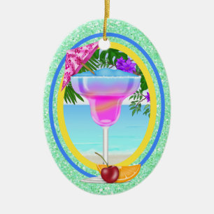 Ornement Ovale En Céramique Cocktail Paradise