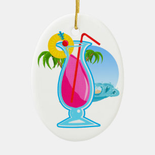 Ornement Ovale En Céramique Cocktail tropical