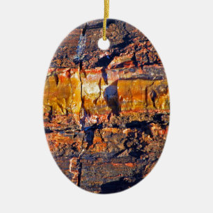 Ornement Ovale En Céramique Collection "Strified Petrified Wood"