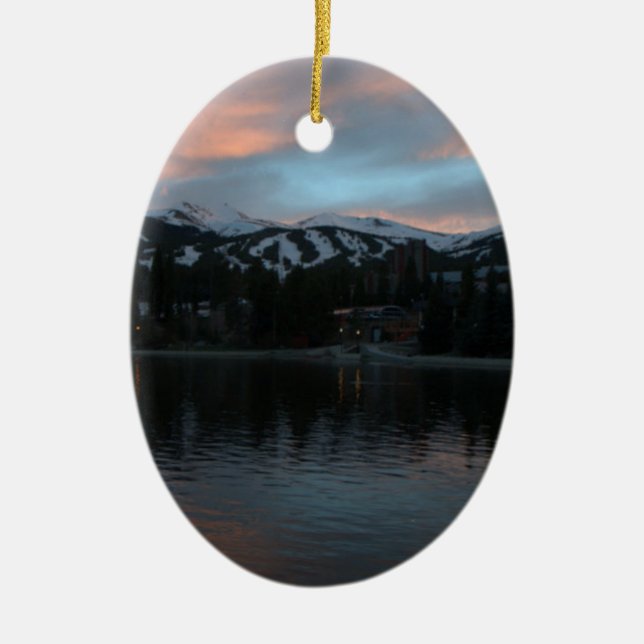 Ornement Ovale En Céramique coucher du soleil de Breckenridge (Devant)