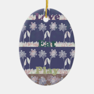 Ornement Ovale En Céramique Couleurs du Baby shower bleu amour