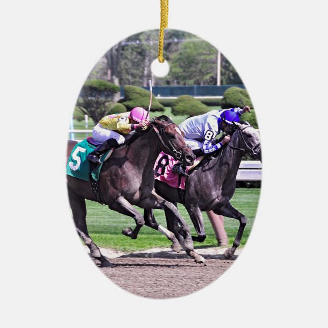 ORNEMENT OVALE EN CÉRAMIQUE COURSE DE L'HISTORIQUE SARATOGA (Devant)