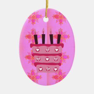 Ornement Ovale En Céramique Créez votre propre fête d'anniversaire heureux