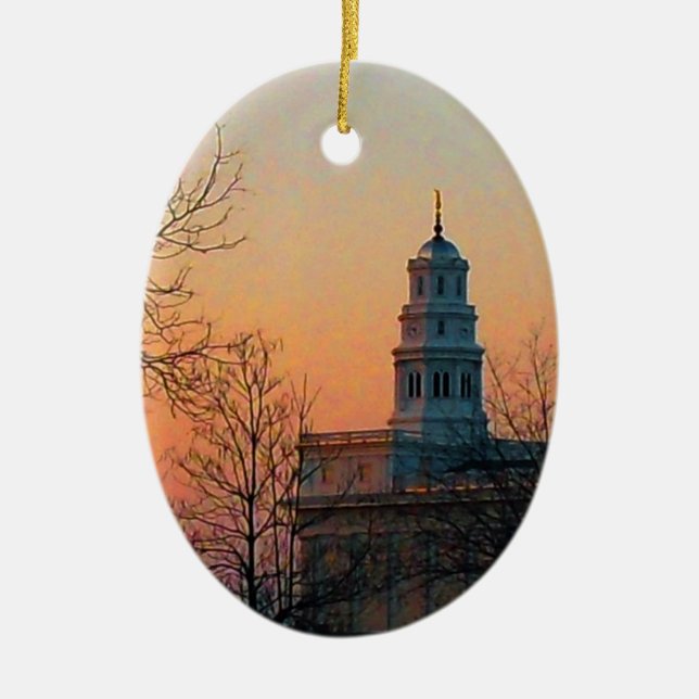 Ornement Ovale En Céramique Crépuscule au temple de Nauvoo (Devant)