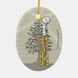 Ornement Ovale En Céramique Croyez l'échelle - arbre de Noël