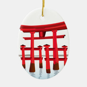 Ornement Ovale En Céramique Culture japonaise de bâtiment d'architecture de