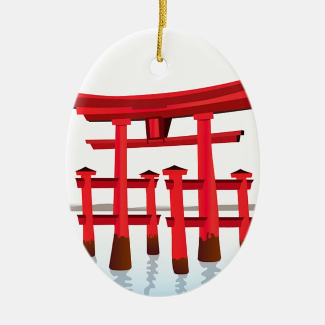 Ornement Ovale En Céramique Culture japonaise de bâtiment d'architecture de (Devant)