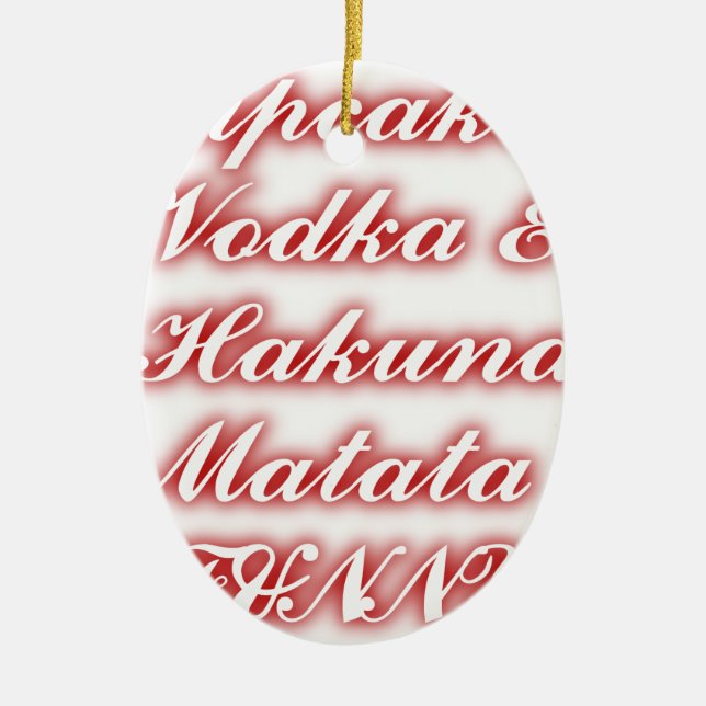 Ornement Ovale En Céramique Cupcakes Rouge Vodka Hakuna Matata FUNNY. (Devant)