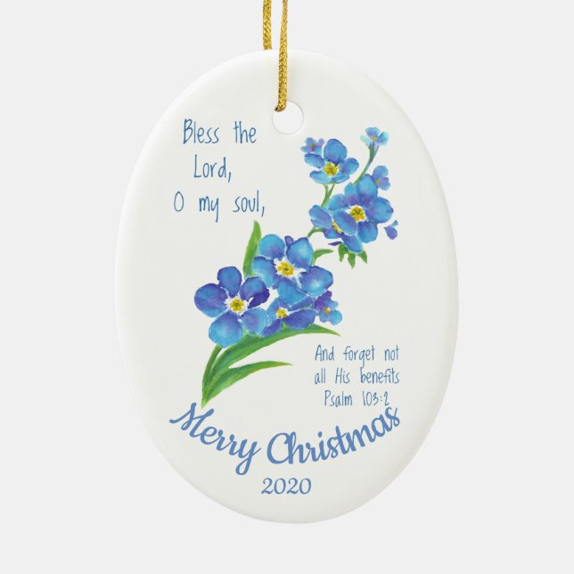 Ornement Ovale En Céramique Custom Dated Christmas Béni soit le Seigneur (Dos)