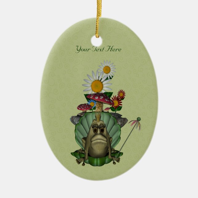 Ornement Ovale En Céramique Cute Frog Princess Ornament personnalisable (Devant)