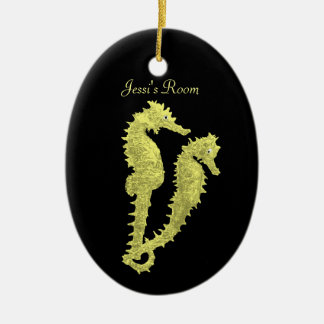 Ornement Ovale En Céramique Danse Des Chevaux De Mer (Jaune) (Affichette de po
