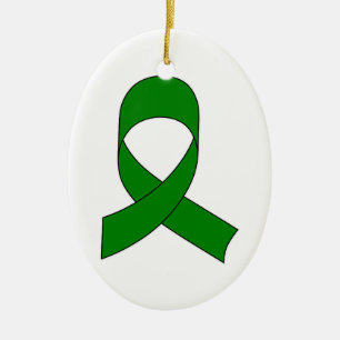 Ornement Ovale En Céramique Dessin de ruban vert