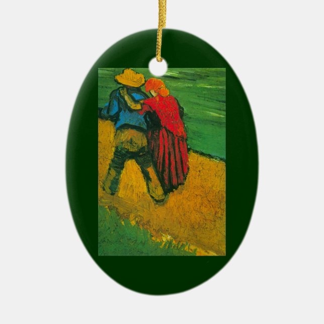 Ornement Ovale En Céramique Deux amoureux par Vincent van Gogh (Devant)