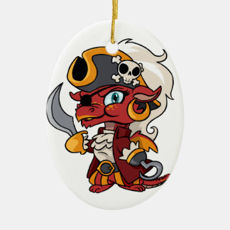 Ornement Ovale En Céramique Dragon de pirate de bébé