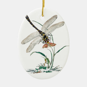 Ornement Ovale En Céramique Dragonfly Magic
