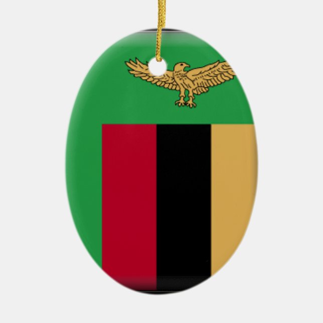 Ornement Ovale En Céramique Drapeau de la Zambie (Devant)