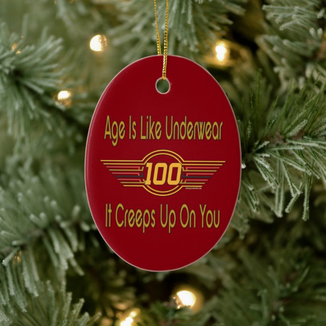 Ornement Ovale En Céramique Drôle 100e anniversaire Cadeaux - L'âge est comme  (Arbre)