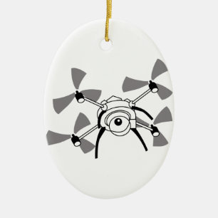 Ornement Ovale En Céramique Drone Quadocopter