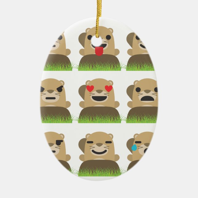 Ornement Ovale En Céramique emojis (Devant)