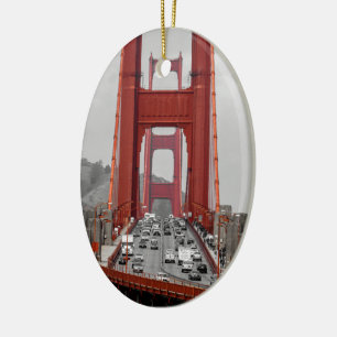ORNEMENT OVALE EN CÉRAMIQUE ÉTONNANT ! GOLDEN GATE BRIDGE CALIFORNIE USA