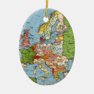 Ornement Ovale En Céramique Europe vintage Carte générale du XXe siècle