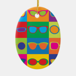 Ornement Ovale En Céramique Eyeglasses Checkerboard