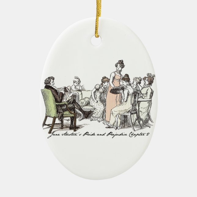 Ornement Ovale En Céramique Famille Bennet - Jane Austen Fierté & Préjugés (Devant)