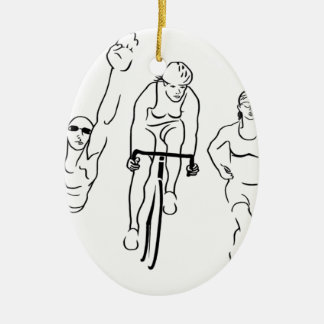 Ornement Ovale En Céramique Femme de triathlon de course de vélo de bain