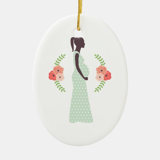 Ornement Ovale En Céramique Femme enceinte (Devant)