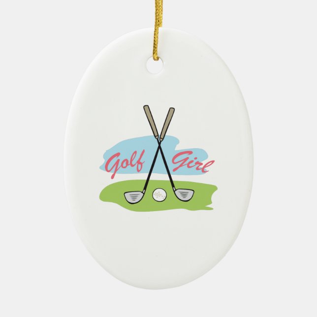 ORNEMENT OVALE EN CÉRAMIQUE FILLE DE GOLF (Devant)