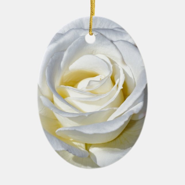 Ornement Ovale En Céramique Fleurs de rose blanches (Devant)